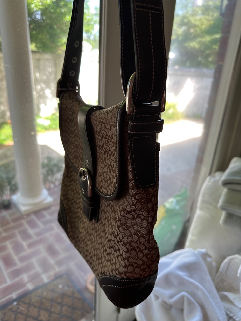 Classic Monogram Shoulder Bag in Brown and Black - Picture 3 of 10